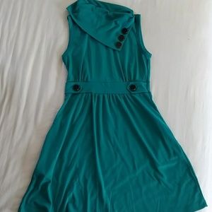 Modcloth coach tour teal dress w/pockets! Sz med